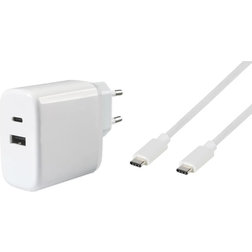 Vivanco Super Fast Dual Charger Set, Indendørs, Vekselstrøm, 1 m, Hvid