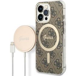 Guess iPhone 13 Pro Max Magsafe Skal 4G Print Trådlös Laddare Brun