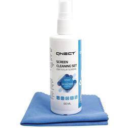 Qnect Rengøringsspray til skærme, 100 + mikrofiberklud 100ml
