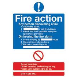 Signs & Labels Safety Sign Fire Action Words A4