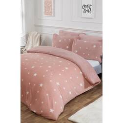 Brentfords Star Teddy Fleece Duvet Cover Grey, White, Pink