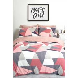 Dreamscene Teddy Fleece Housse de couette Gris, Rose, Blanc (40x19cm)