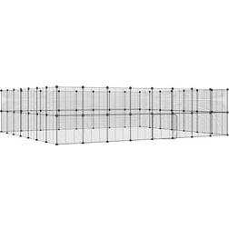 vidaXL Hundgård svart 60 paneler 35x35 stål