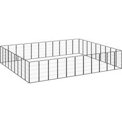 vidaXL 40-Panel Dog Playpen Black Powder-coated Steel Black