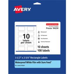 Avery Waterproof Rectangle Labels with Sure Feed Print to the Edge