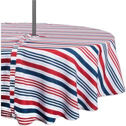 Design Imports 52" Patriotic Stripe Round Tablecloth Red