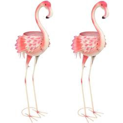 Sunnydaze Pink Flamingo Metal Garden Statue