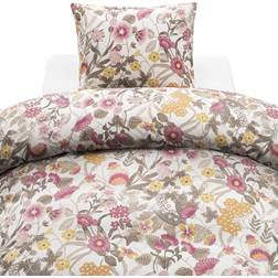 Borganäs Blombacken Dynebetræk Pink, Hvid, Brun, Gul (210x150cm)