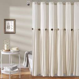 Lush Decor Linen Button Off Button Single Shower Curtain