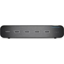 Belkin Universal Secure Dual-Head 2nd Generation omkopplare för tangentbord/video/mus/ljud 4 x KVM/ljud 1 lokal användare skrivbordsmodell TAA-kompatibel