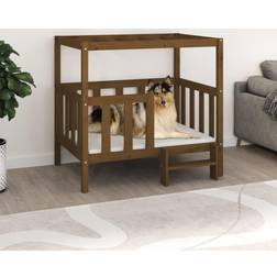 vidaXL Massivt Fyrretræ Hundeseng 105,5 x 83,5 x 100 cm