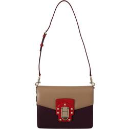 Dolce & Gabbana Purple Beige Red Leather Crossbody LUCIA Women's Purse