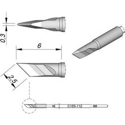 JBC Tools C105112 Loddespids Klingeform, lige Spidsstørrelse 0.3 mm Spids-længde 6 mm Indhold 1 stk