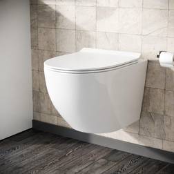 Nes Home Declan Rimless Wall Hung Toilet Pan Soft Close Toilet Seat