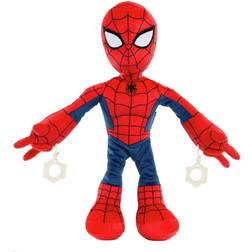 Marvel City Swinging Spider-Man Plush Figure, 11in Soft Super Hero Doll with Web-Swinging Action, Lights & Sounds, Gift for Kids & Collectors