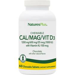 NaturesPlus Chewable Cal Mag Vitamin D3 with Vitamin K2 Chocolate