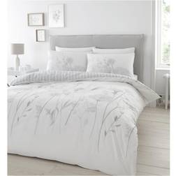 Catherine Lansfield Floral Print Duvet Cover Grey, White