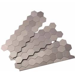 Aspect Honeycomb Matted 12 4 in. Brushed Stainless Metal Decorative Tile Backsplash 1 sq. ft.