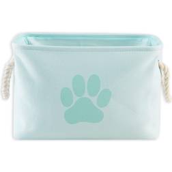 Design Imports DII 8-in W 4-in H D Paw Print Aqua Polyester Collapsible Bin