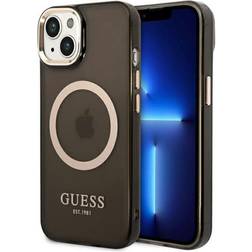 Guess Coque Magsafe pour iPhone 14 Plus TPU Gold Outline Noir