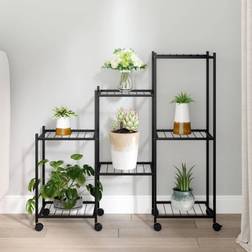 vidaXL Bloemenstandaard met Wielen 83 x 25 x 83,5 cm Ijzer Zwart