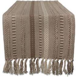 DII Farmhouse Braided Stripe Tablecloth Brown, Gray