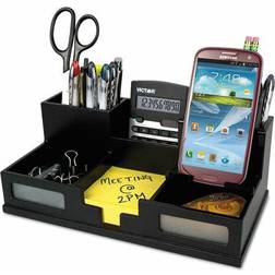 Victor Wood Desk Organizer with Smart Phone Holder, Midnight Black, 9525-5