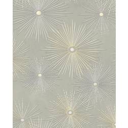 NextWall Wallpaper Silversmoke Silversmoke & Metallic Gold Starburst Geo Wallpaper