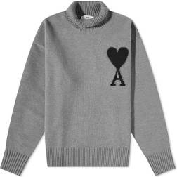 Ami Paris Ami De Coeur Funnel Neck Sweater Unisex - Grey/Black