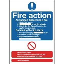 Safety Sign Fire Action Standard A5 Self-Adhesive