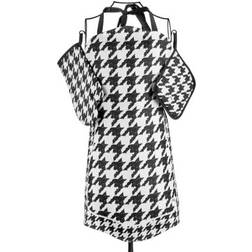 Mia Houndstooth Apron Pot Holders White, Black