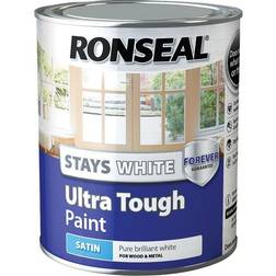 Ronseal Stay Ultra Tough Satin Wood Paint White 0.75L