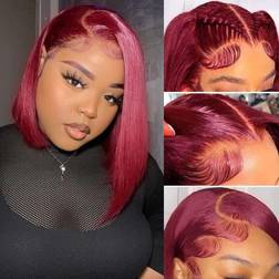 Hiriremy 13x4 HD Lace Front Bob Wig 12 inch 99J Burgundy