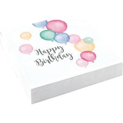 Amscan Servietit Ilmapallot Happy Birthday Pastelli 16-pack