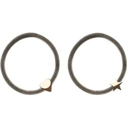 Dark 2 pk Velvet Hair Tie Grey