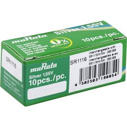 Murata SR1116-PBWWW Knapcellebatteri 366 Sølvoxid 30 mAh 1.55 V 10 stk