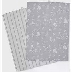 Catherine Lansfield Meadowsweet Floral Set 2 Kitchen Towel Grey