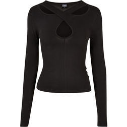 Urban Classics Crossed Cut Out Long Sleeve T-shirt - Black