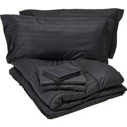 Elegant Comfort Store Wrinkle Resistant Silky Soft Dobby Stripe Bedspread Brown, Gold, Black, Green, Blue, Red (259.08x218.44cm)