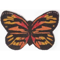 Homescapes Butterfly Coir Doormat Black, Orange