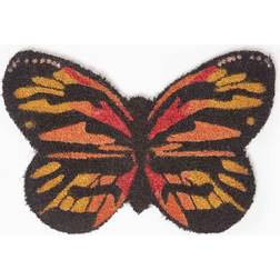 Homescapes Butterfly Coir Doormat Orange, Black