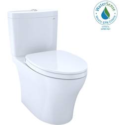 Toto Cotton Dual Flush Elongated Standard Height 2-piece WaterSense Toilet 12-in Rough-In Size (Ada Compliant) in White MS446124CEMGN-01
