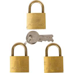 Plastimo Pack Of 3 30mm Brass Boat Padlocks