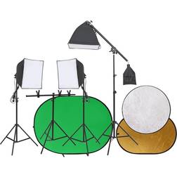 vidaXL Fotostudio-Set mit Leuchten, Hintergrund und Reflektor Schwarz