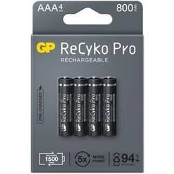 GP Batteries 800 ReCyko uppladdningsbara HR03 AAA batterier 4-pack