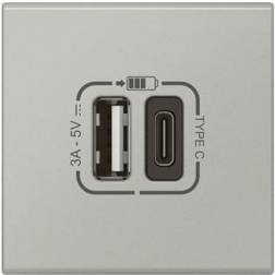 Legrand Mosaic USB-link lader type A C 3.0A 15W 2M alu