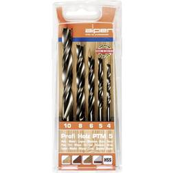 Alpen 600114100 Wood twist drill bit set 5-piece 4 mm, 5 mm, 6 mm, 8 mm, 10 mm Cylinder shank 1 Set