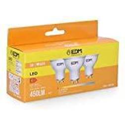 Edm E3/98208 kit 3 ampoules led dichroïques GU10 5W 450lm 3200K lumière chaude Ø5x5,5cm