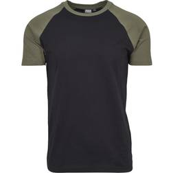 Urban Classics Raglan Contrast T-shirt - Black/Olive