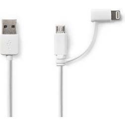Nedis 2 1 USB 2.0 han Lightning 8-pin USB Micro B Han 480 Mbps